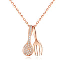 Full Diamond Fork Spoon Clavicle Necklace COMOSO GOLD 