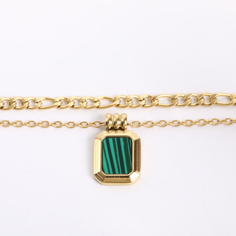 Flat Figaro Chain Necklaces HEYCUZI Temple Green 