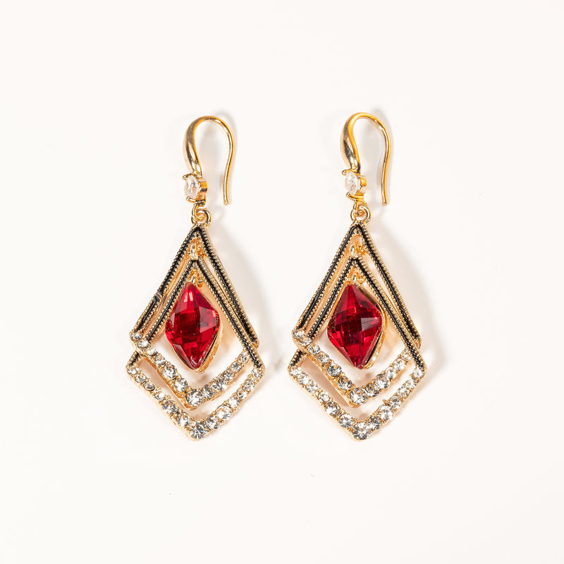 Rhombus Sapphire Earrings HEYCUZI RED 