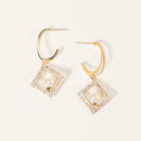 Geometric Rhombus Pearl Earrings COMOSO 