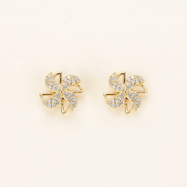 Exquisite Crystal Rotating Windmill Studs COMOSO 
