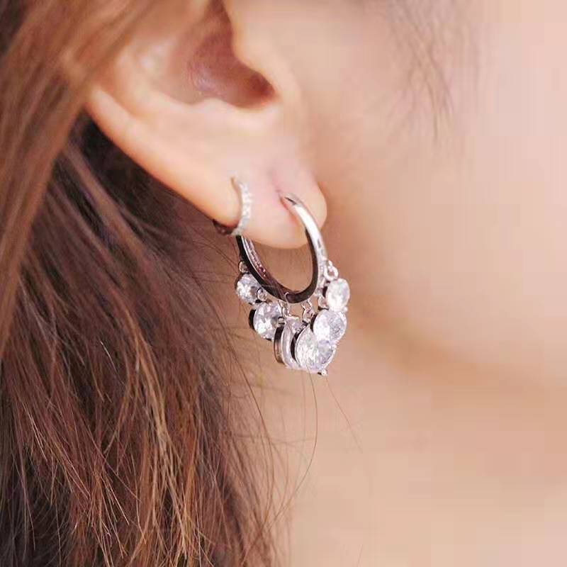 Shiny Transparent Zircon Drop Earrings COMOSO 