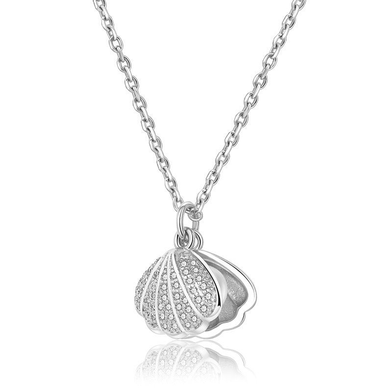 Shell Cubic Zirconia Necklace Heycuzi Silver 