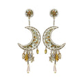 Crystal Moon Tassel Earrings COMOSO Yellow 