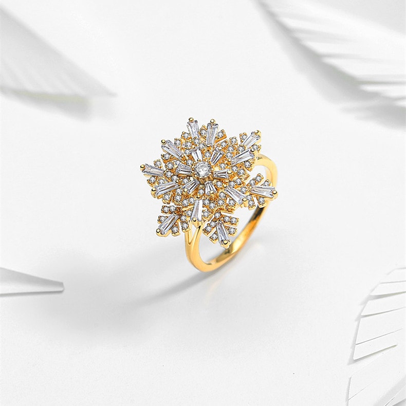 Rotatable Snowflake Ring HEYCUZI 