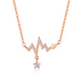 Heartbeat Cubic Zirconia Necklace HEYCUZI Gold 
