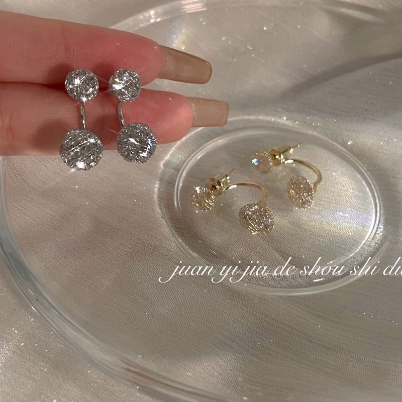 Two Zircon Stud Earrings COMOSO SILVER 