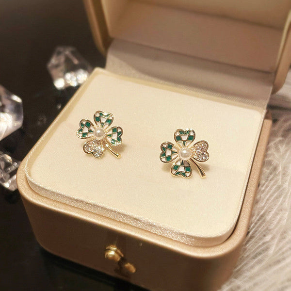 Four-Leaf Clover Grid Studs COMOSO GREEN 