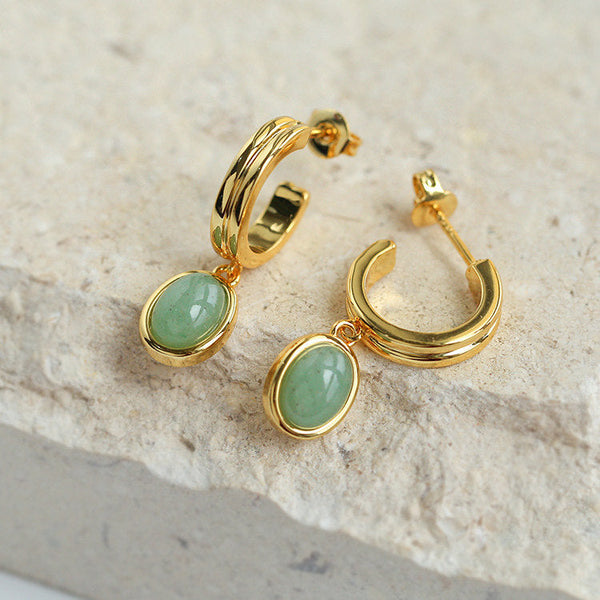 Emerald 18K Gold Hoops HEYCUZI 