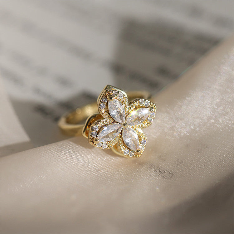 Rotating Flower Set HEYCUZI Rings Gold 