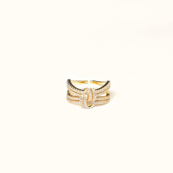 Knotted Zircon Ring HEYCUZI Gold 