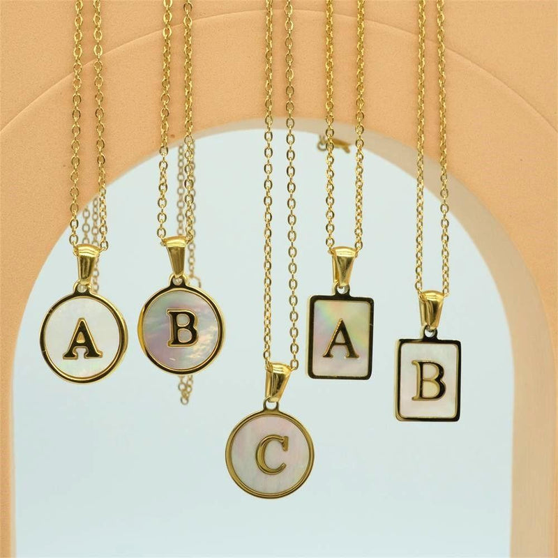 White Shell Letter Necklace HEYCUZI 