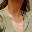 Initial Letter Necklace (Bamboo Rustic Style Letter） Heycuzi E Gold 