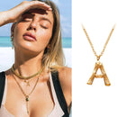 Initial Letter Necklace (Bamboo Rustic Style Letter） Heycuzi A Gold 