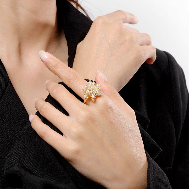 Rotatable Snowflake Ring HEYCUZI 