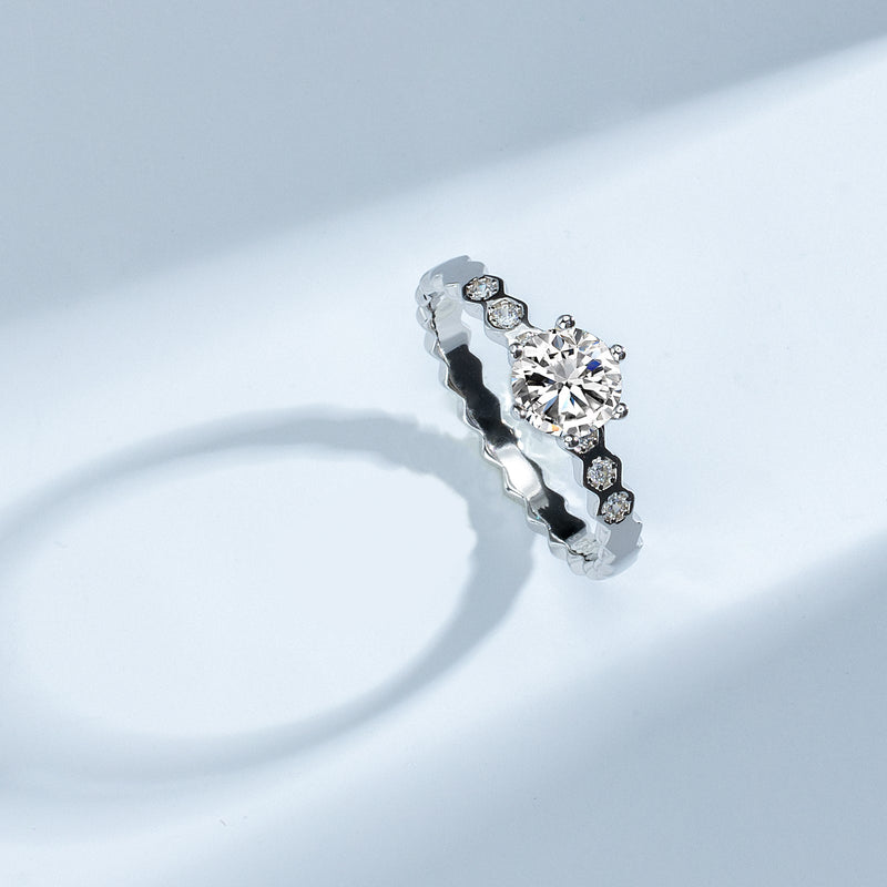 Classic Round Moissanite Engagement Rings HEYCUZI 