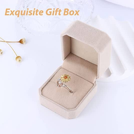 Sunflower Spinner Ring(Open Adjustable Fidget Rings) COMOSO Little bee sunflower With gift box 