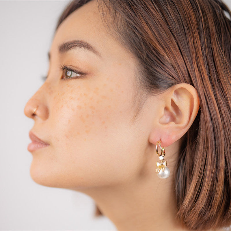 Pearl Bow Earrings HEYCUZI 