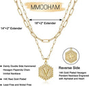Simple Cute Hexagon Layered Initial Letter Pendant Choker Necklace COMOSO 