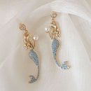 Blue mermaid inlaid zircon earrings COMOSO 