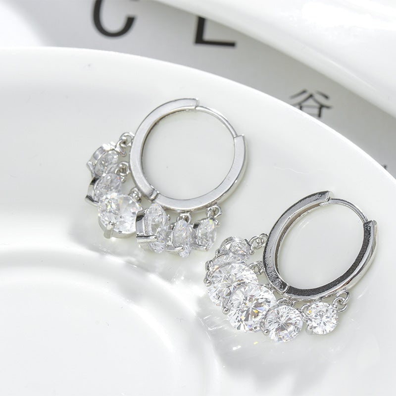 Shiny Transparent Zircon Drop Earrings COMOSO 