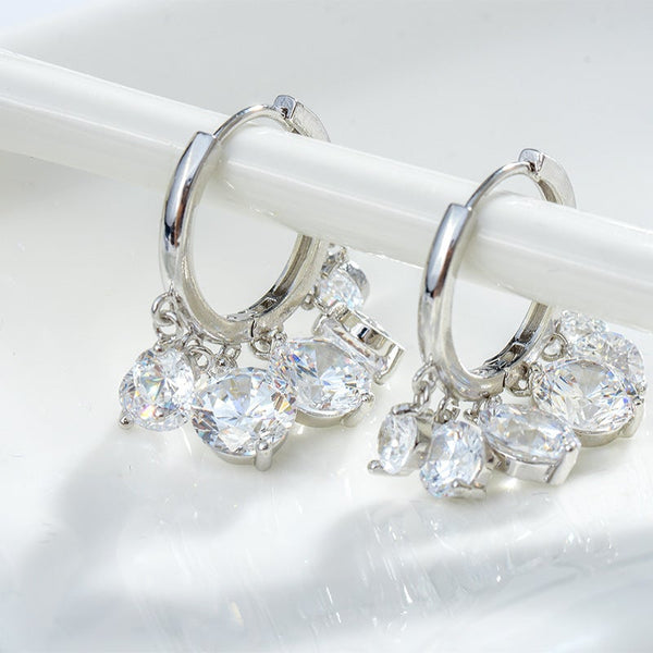 Shiny Transparent Zircon Drop Earrings COMOSO 