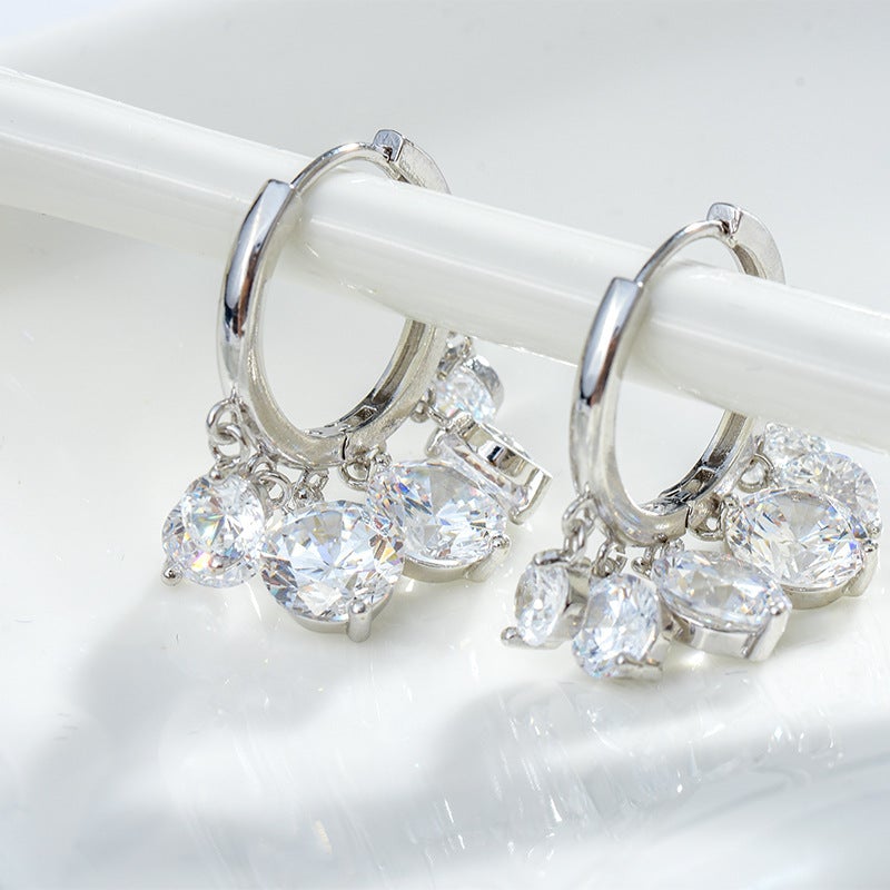 Shiny Transparent Zircon Drop Earrings COMOSO 