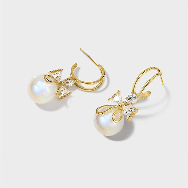 Pearl Bow Earrings HEYCUZI 