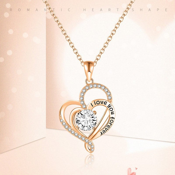 Double Heart Necklace I love you forever COMOSO 