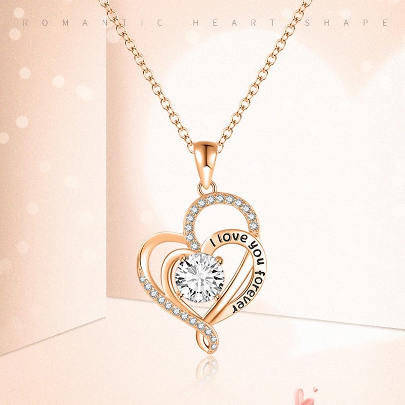 Double Heart Necklace I love you forever COMOSO 