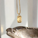 Stamped Sun & Moon engraved necklace HEYCUZI Moon 