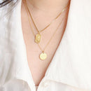 Stamped Sun & Moon engraved necklace HEYCUZI 