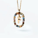 Colorful Gemstone Letter Necklaces Heycuzi F Gold 