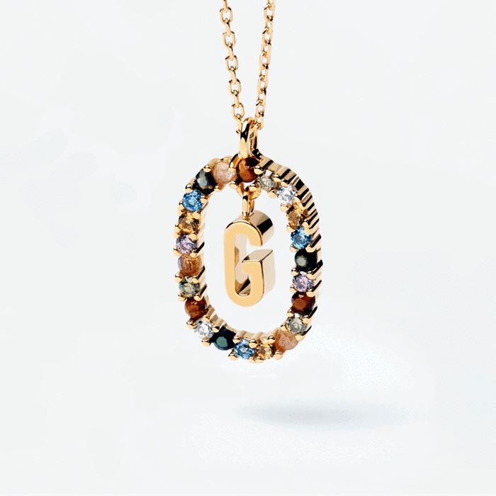 Colorful Gemstone Letter Necklaces Heycuzi G Gold 