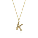 Initial Letter Necklace (Bamboo Rustic Style Letter） Heycuzi K Gold 
