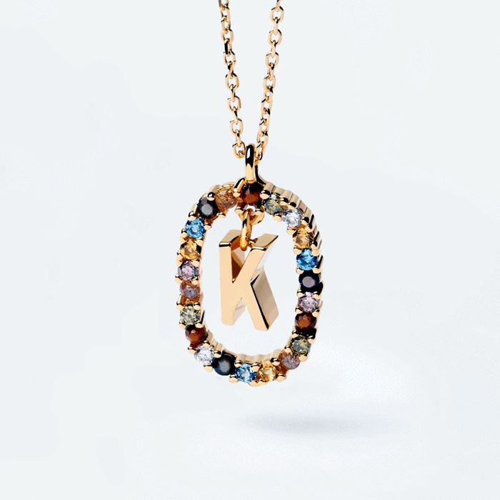 Colorful Gemstone Letter Necklaces Heycuzi K Gold 