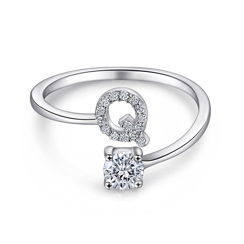 Initial Letters Ring HEYCUZI Q Silver 