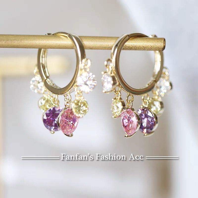 Shiny Colorful Zircon Drop Earrings COMOSO 