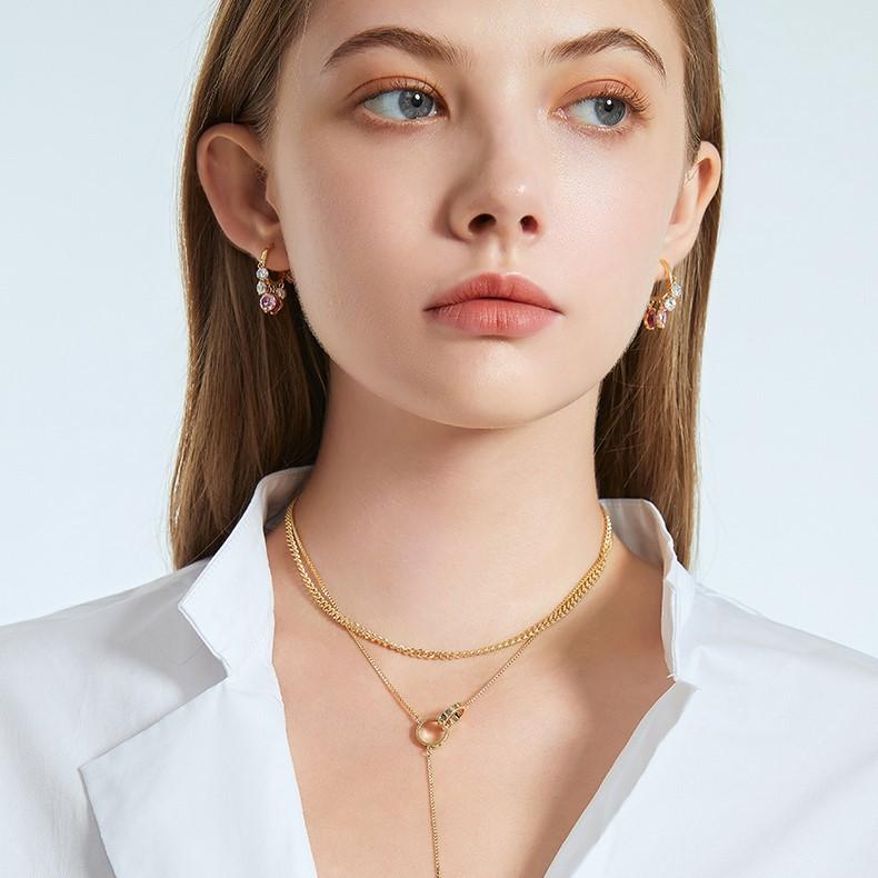 Shiny Colorful Zircon Drop Earrings COMOSO 