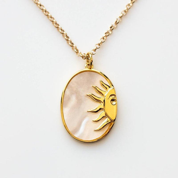 Oval Brand Sun Medal Pendant Necklace HEYCUZI 