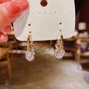 Shiny Transparent Zircon Drop Hoops COMOSO Gold 