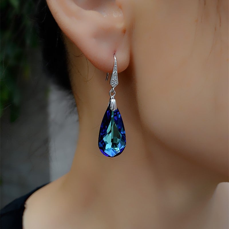 BLUE CRYSTAL TEARS OF THE SEA EARRINGS COMOSO 