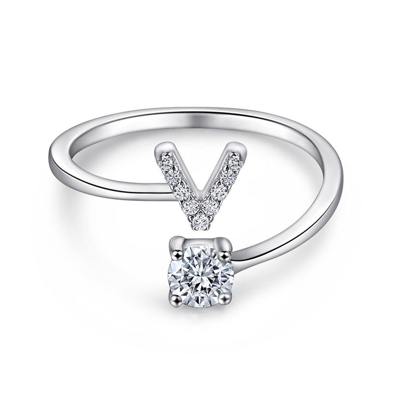 Initial Letters Ring HEYCUZI V Silver 