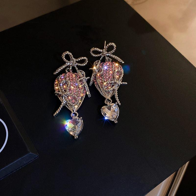 Heartbeat Hot Air Balloon Bow Earrings (Buy 2+ Get Free Gift-Only This Week) COMOSO Pink 