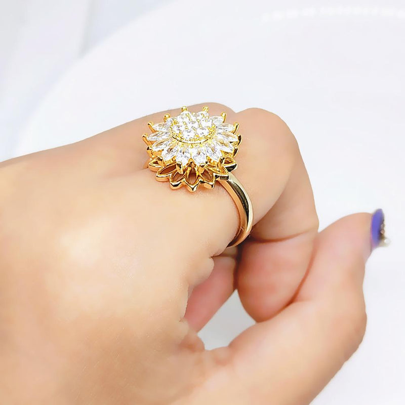 Sunflower Spinner Ring(Open Adjustable Fidget Rings) COMOSO Golden Flower Sunflower Without gift box 