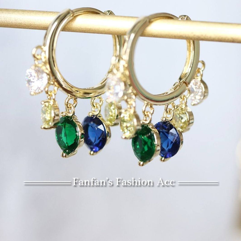 Shiny Ambilight Zircon Drops Hoops COMOSO GREEN 
