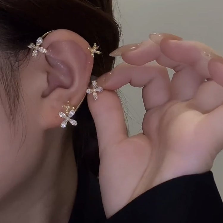 Micro - inlaid flowers have no ear holes to wear COMOSO 