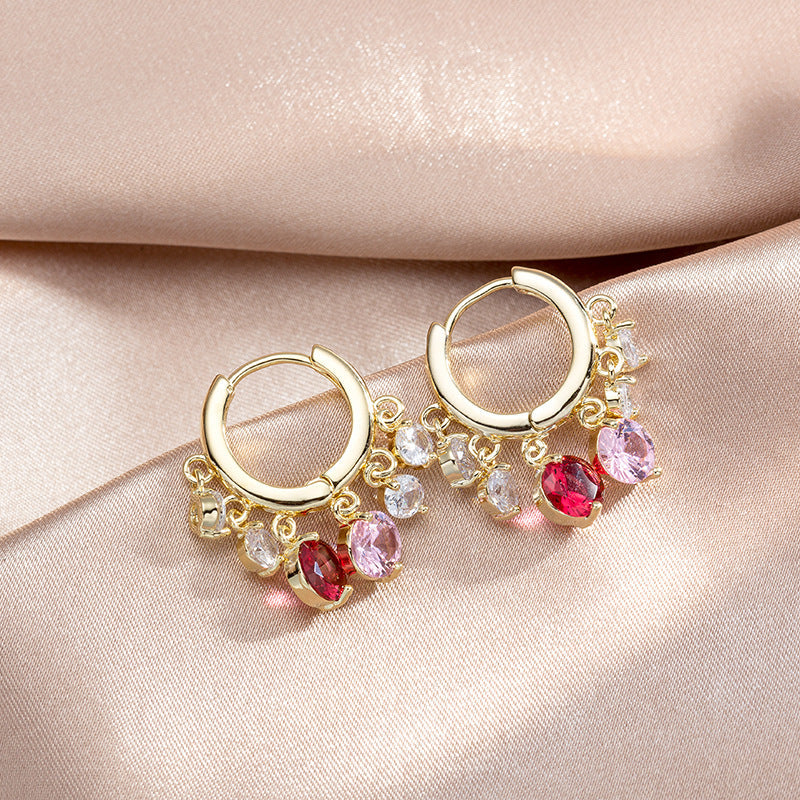 Shiny Ambilight Zircon Drops Hoops COMOSO PINK 