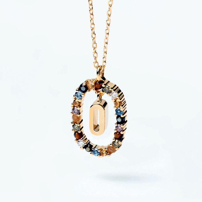 Colorful Gemstone Letter Necklaces Heycuzi O Gold 