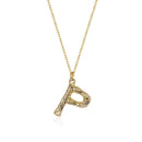 Initial Letter Necklace (Bamboo Rustic Style Letter） Heycuzi P Gold 